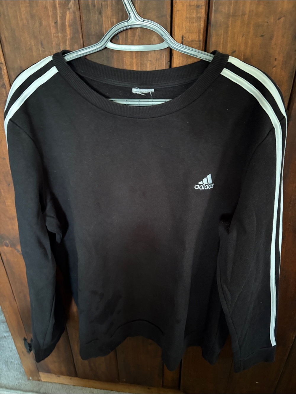adidas Black Sweatshirt with White Shoulder Stripes